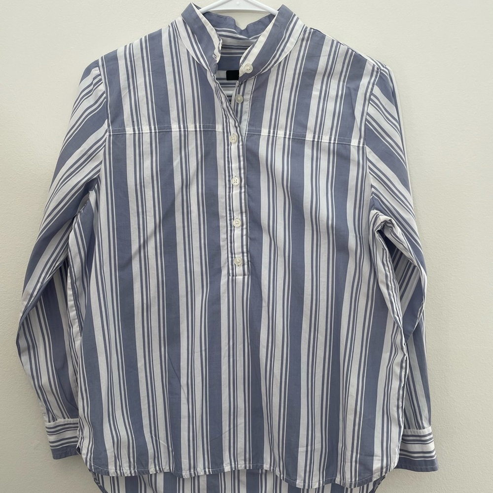 J. Crew Blue and White Casual Button Down Shirt